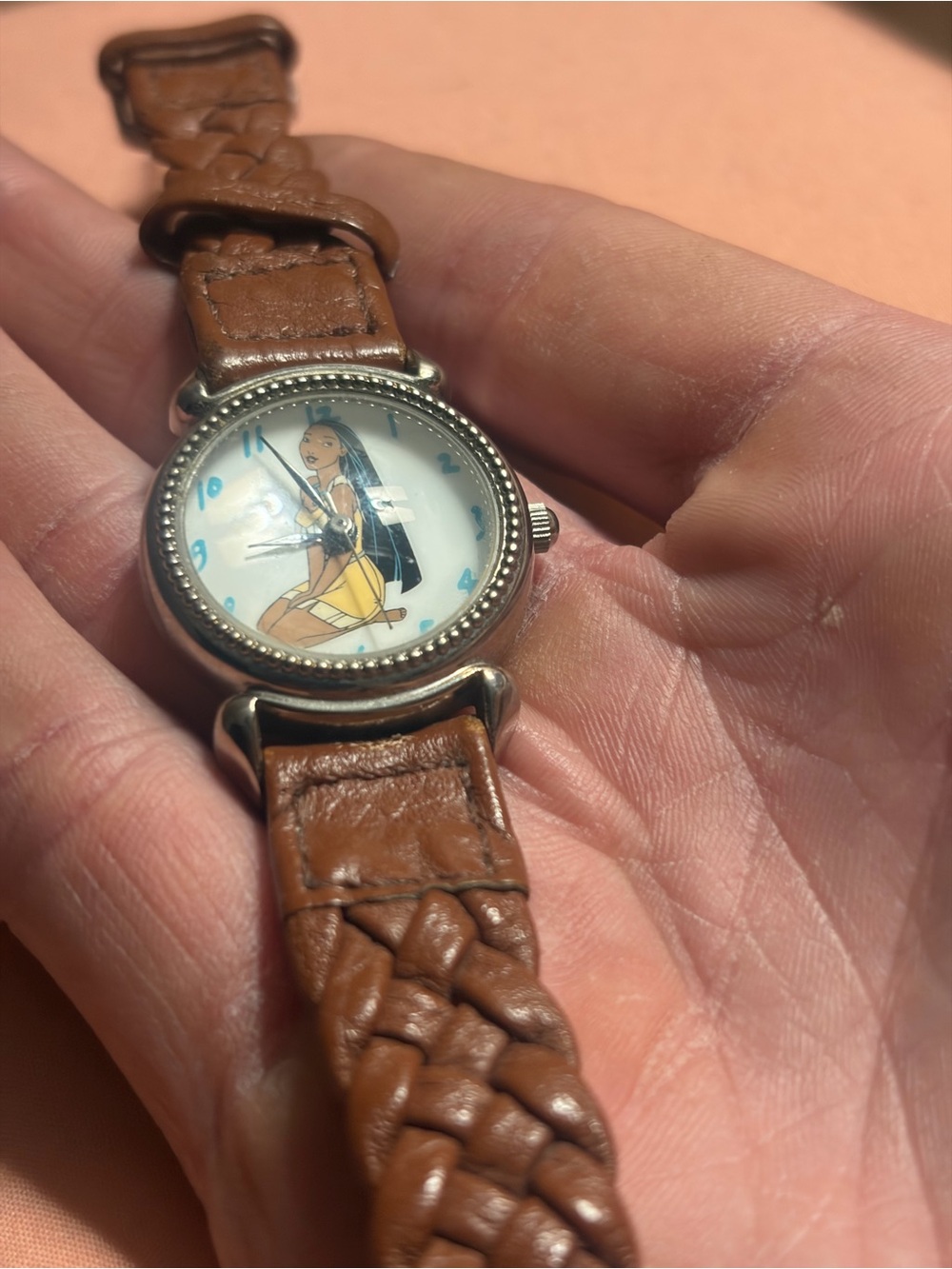 Timex Pocahontas woven brown leather strap watch